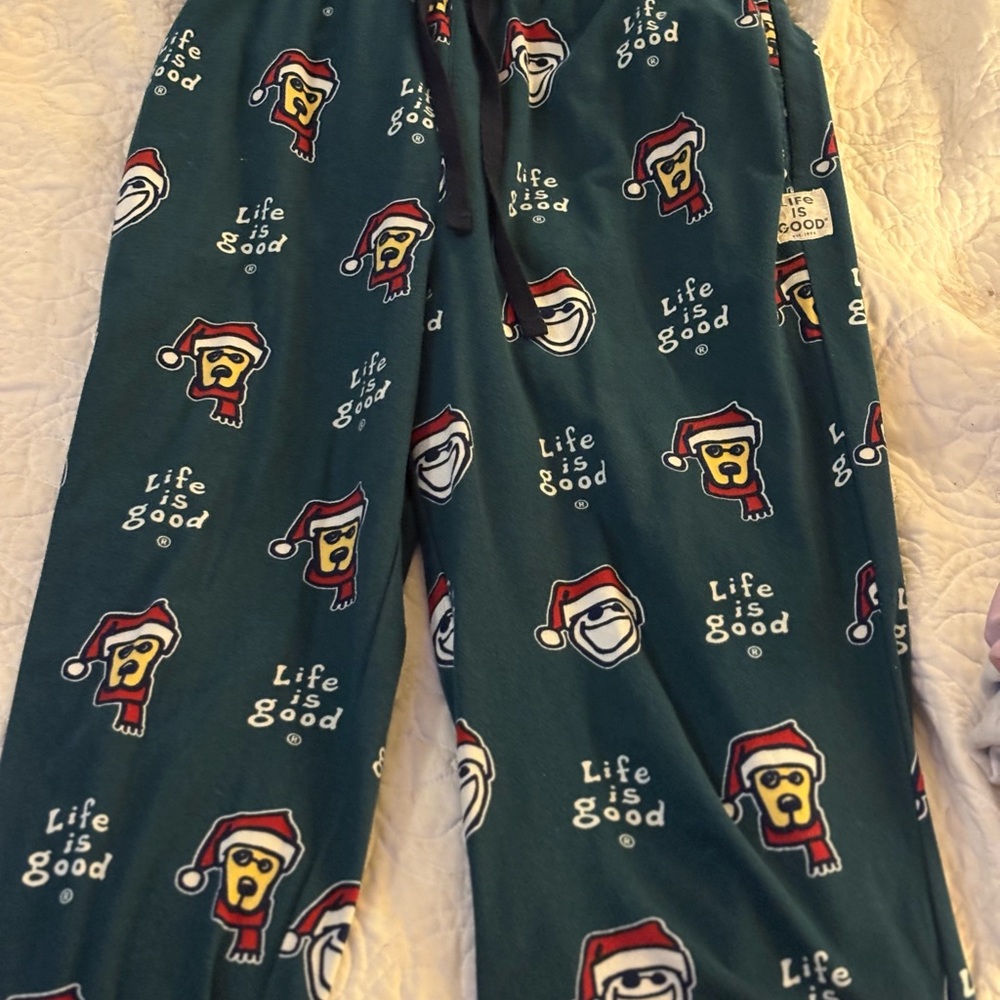 Life is Good Green Holiday Dog Pajama Pants